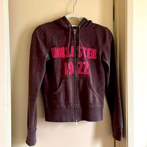 Hollister logo graphic brown hoodie with zipper